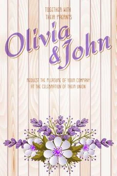 Wedding invitation card. Vector invitation card with elegant flower elements  Illustrazione stock