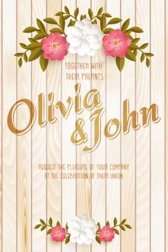 Wedding invitation card. Vector invitation card with elegant flower elements  스톡 일러스트