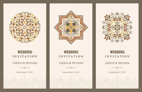 Wedding invitation cards Eastern style Stock Illustration