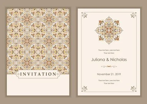 Wedding invitation cards Eastern style Stock Illustration