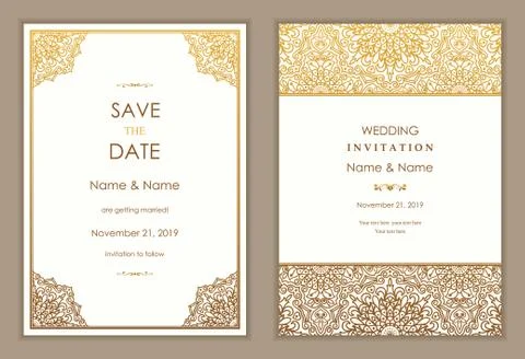 Wedding invitation cards Eastern style Stock Illustration