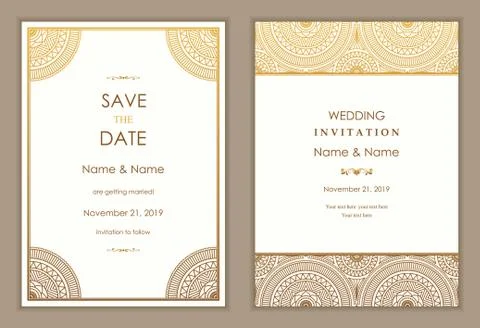 Wedding invitation cards Eastern style Stock Illustration