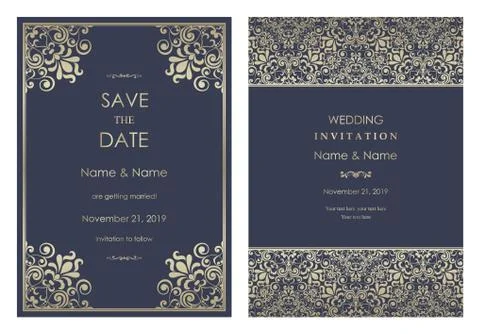 Wedding invitation cards Eastern style Stock Illustration