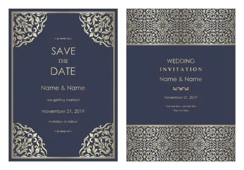 Wedding invitation cards Eastern style Stock Illustration