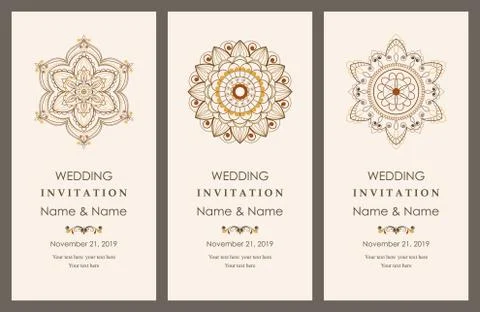 Wedding invitation cards Eastern style Stock Illustration