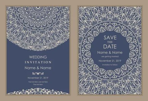 Wedding invitation cards Eastern style Stock Illustration