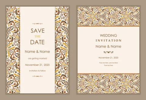Wedding invitation cards Eastern style Stock Illustration