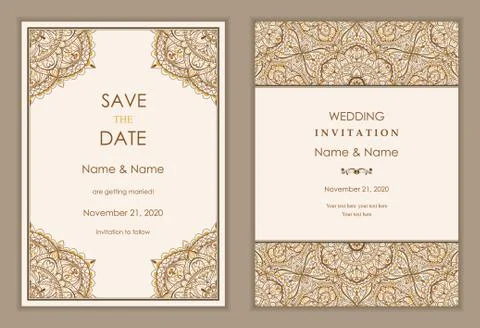 Wedding invitation cards Eastern style Stock Illustration
