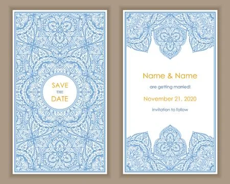 Wedding invitation cards Eastern style Stock Illustration