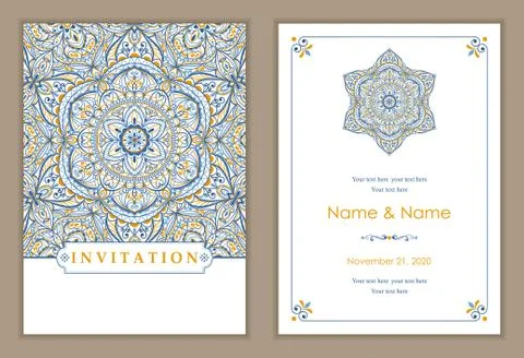 Wedding invitation cards Eastern style Stock Illustration