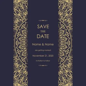 Wedding invitation cards Eastern style Stock Illustration