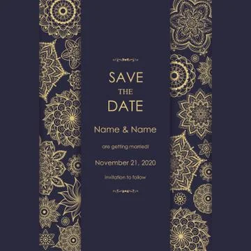 Wedding invitation cards Eastern style Stock Illustration