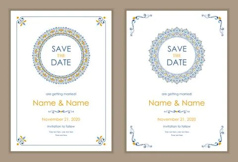 Wedding invitation cards Eastern style Stock Illustration