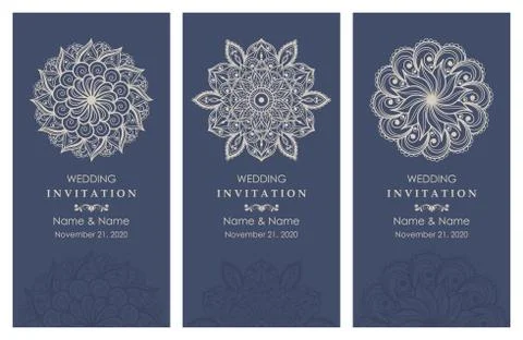 Wedding invitation cards Eastern style Stock Illustration