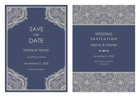 Wedding invitation cards Eastern style Stock Illustration