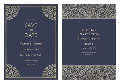 Wedding invitation cards Eastern style Stock Illustration