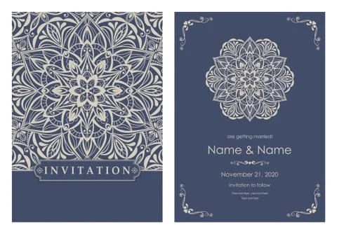 Wedding invitation cards Eastern style Stock Illustration