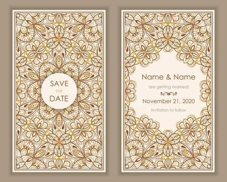 Wedding invitation cards Eastern style Stock Illustration