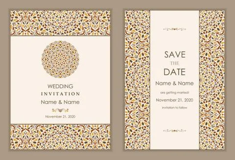 Wedding invitation cards Eastern style Stock Illustration
