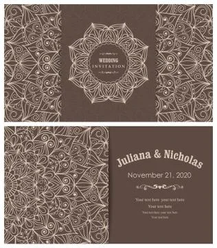 Wedding invitation cards Eastern style Stock Illustration