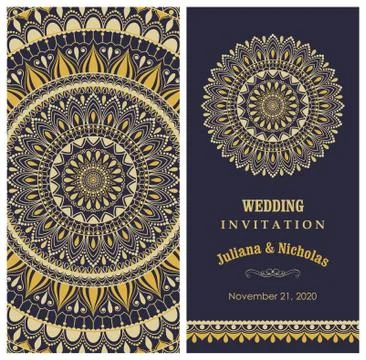 Wedding invitation cards Eastern style Stock Illustration