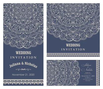 Wedding invitation cards Eastern style Stock Illustration
