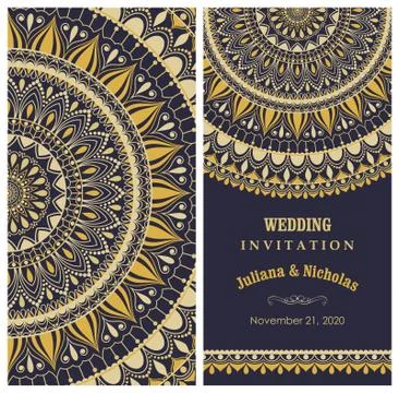 Wedding invitation cards Eastern style Stock Illustration