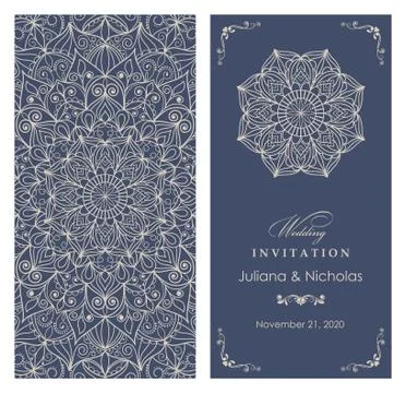 Wedding invitation cards Eastern style Stock Illustration
