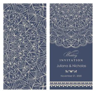 Wedding invitation cards Eastern style Stock Illustration