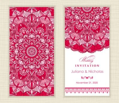 Wedding invitation cards Eastern style Stock Illustration