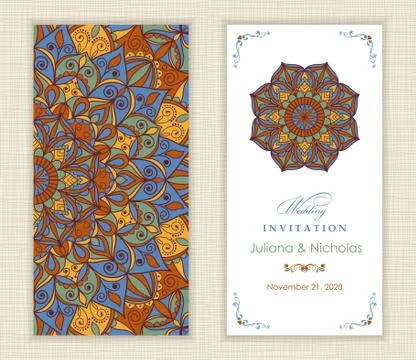 Wedding invitation cards Eastern style Stock Illustration