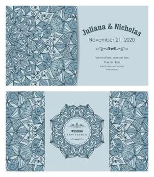 Wedding invitation cards Eastern style Stock Illustration