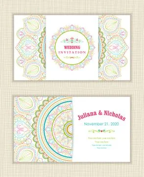 Wedding invitation cards Eastern style Stock Illustration
