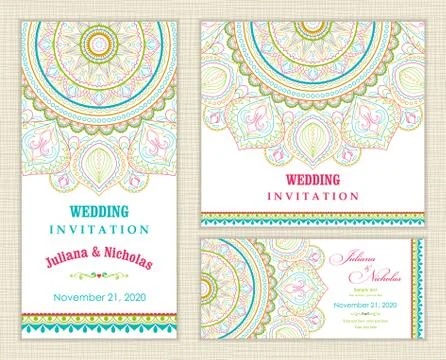 Wedding invitation cards Eastern style Stock Illustration