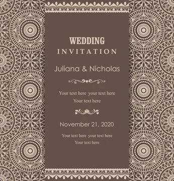Wedding invitation cards Eastern style Stock Illustration