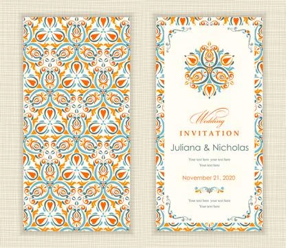 Wedding invitation cards Eastern style Stock Illustration
