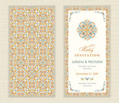 Wedding invitation cards Eastern style Stock Illustration