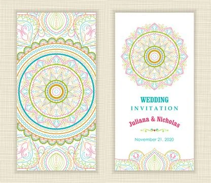 Wedding invitation cards Eastern style Stock Illustration