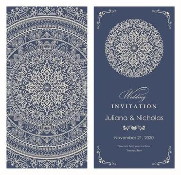 Wedding invitation cards Eastern style Stock Illustration