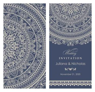 Wedding invitation cards Eastern style Stock Illustration