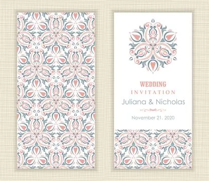 Wedding invitation cards Eastern style Stock Illustration