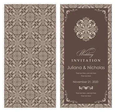 Wedding invitation cards Eastern style Stock Illustration