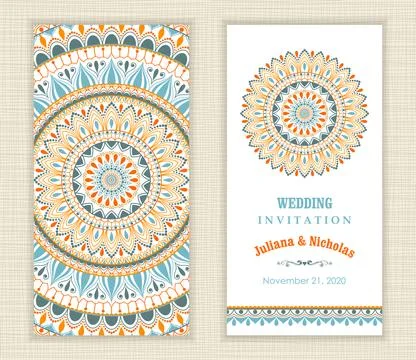 Wedding invitation cards Eastern style Stock Illustration
