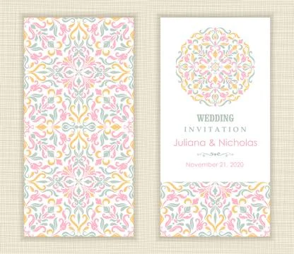 Wedding invitation cards Eastern style Stock Illustration