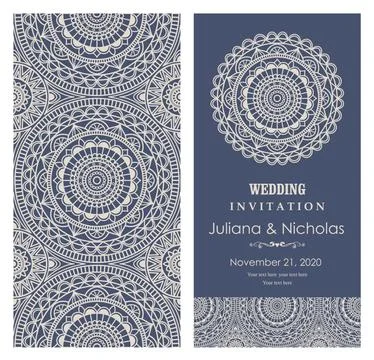 Wedding invitation cards Eastern style Stock Illustration