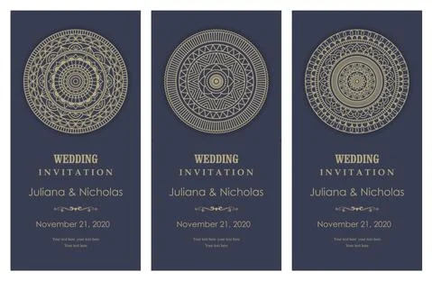 Wedding invitation cards Eastern style Stock Illustration