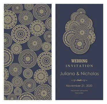 Wedding invitation cards Eastern style Stock Illustration