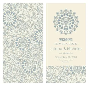Wedding invitation cards Eastern style Stock Illustration