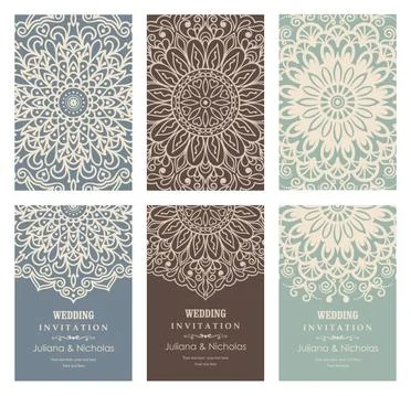 Wedding invitation cards Eastern style Stock Illustration