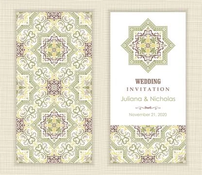 Wedding invitation cards Eastern style Illustrazione stock